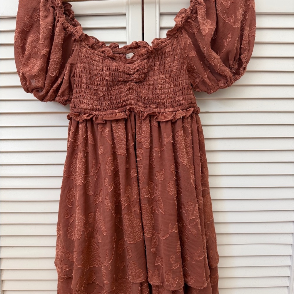 Rust Smocked Dress